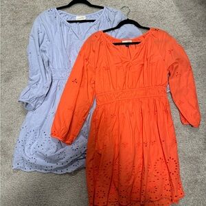 Lot of (2) Universal Thread Eyelet 3/4 Sleeve Dresses
Size M